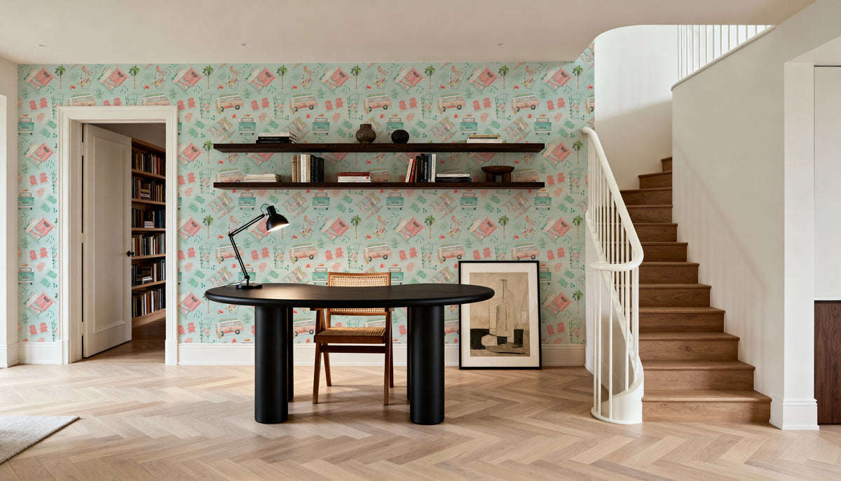 Surf Time Blue Mural Wallpaper - room preview 04