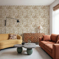 Peony Toile, Beige Mural Wallpaper - room preview 04