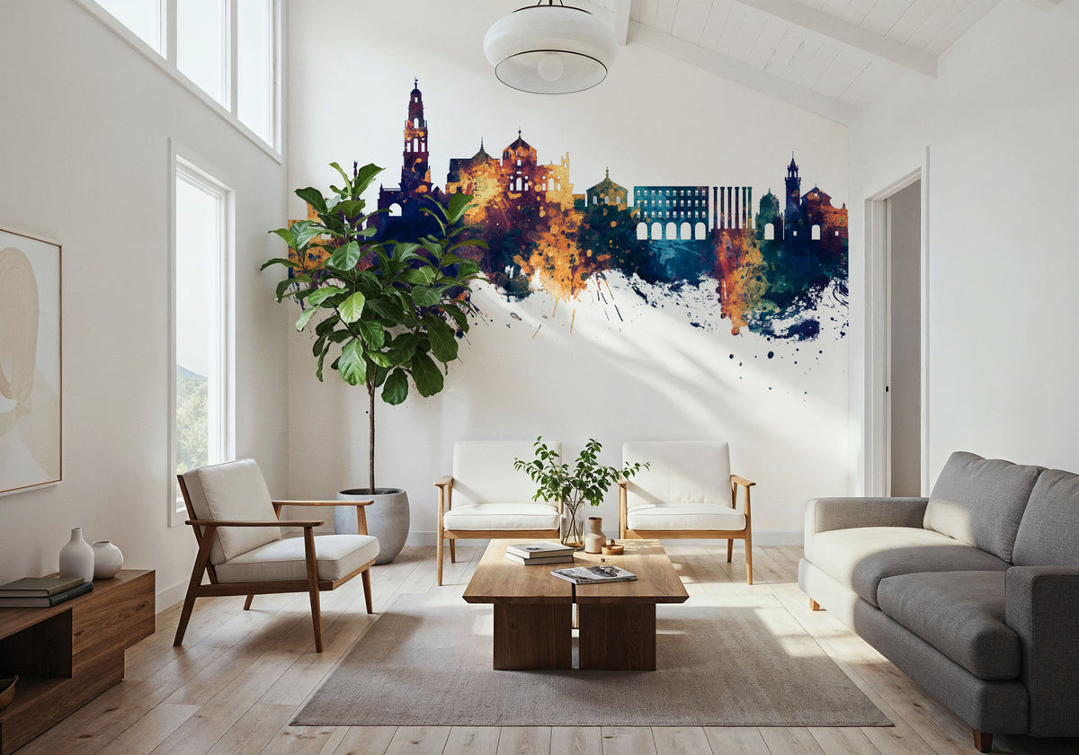 Córdoba Spain Skyline Blue & Bronze Mural Wallpaper - room preview 04