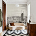 Old View of Troy & Hudson River, 1838 Mural Wallpaper - room preview 04