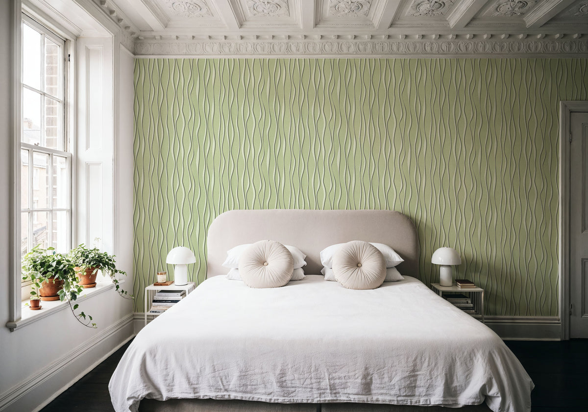 Swaying Lines, Pistachio Mural Wallpaper - room preview 04