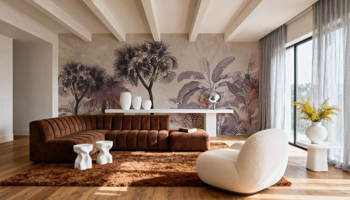 Tropical Forest Strolls Light Purple Mural Wallpaper - room preview 04