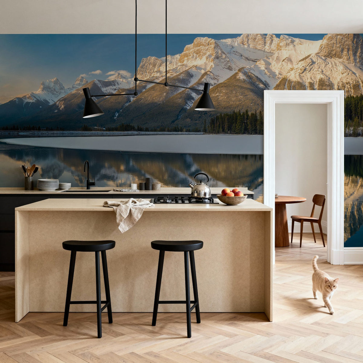 Three Sisters Mountain Winter Mural Wallpaper - room preview 04