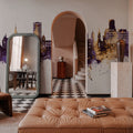 Wuppertal Germany Skyline Purple & Gold Mural Wallpaper - room preview 04