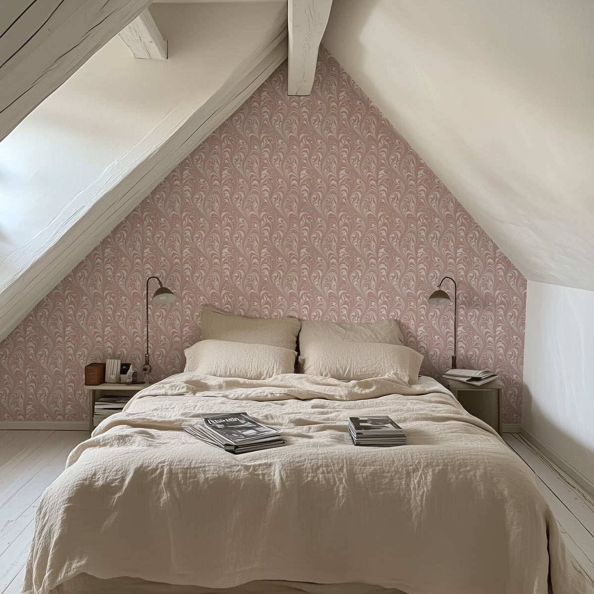 Marbelized Flow, Pink Tulip Mural Wallpaper - room preview 04