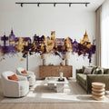 Maldon England Skyline Purple & Gold Mural Wallpaper - room preview 04