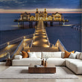 Sellin Pier At Night Panorama Mural Wallpaper - room preview 04