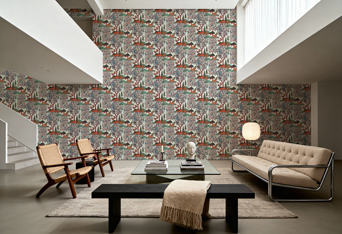 Garden of Myth and Memory Pattern, White Mural Wallpaper - room preview 04