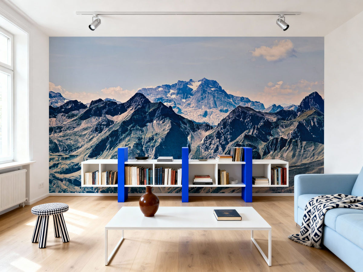 Vintage Look Mountain Top Mural Wallpaper - room preview 04