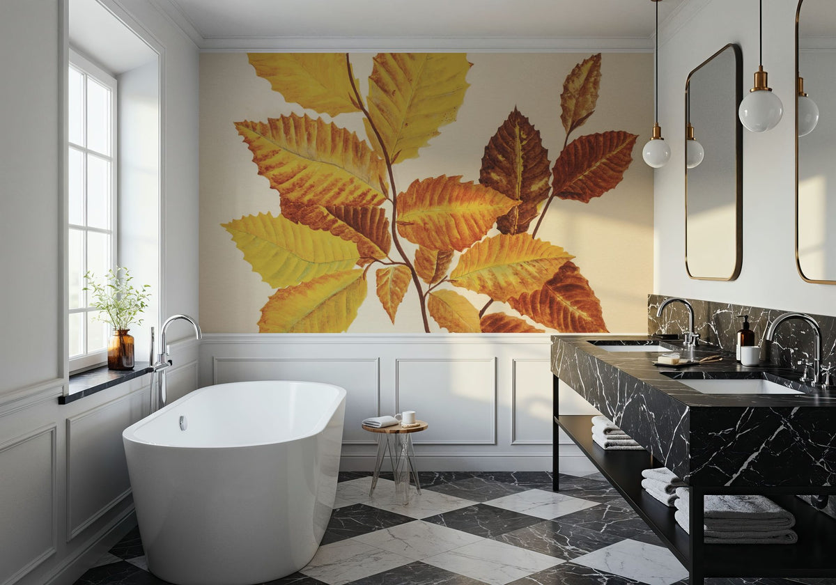 Fall Leaves IV Muted Mural Wallpaper - room preview 04