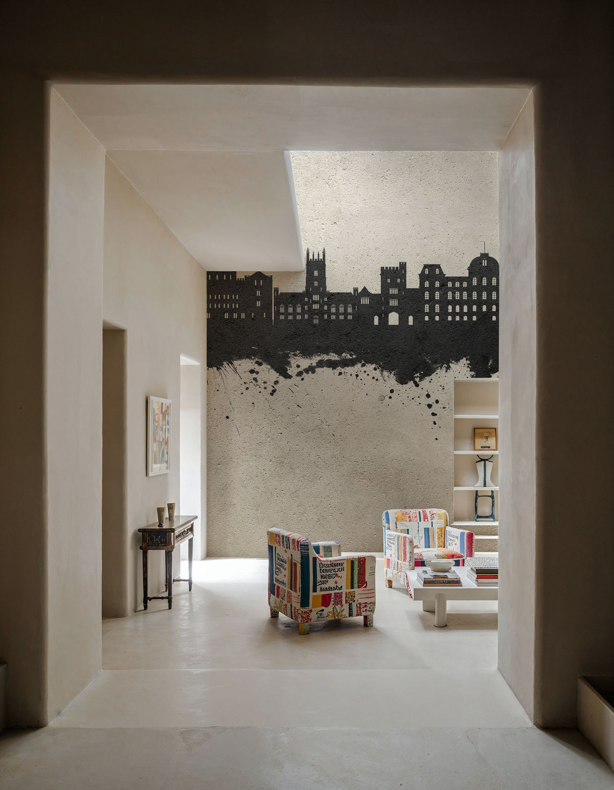 Poughkeepsie New York Skyline Concrete Mural Wallpaper - room preview 04