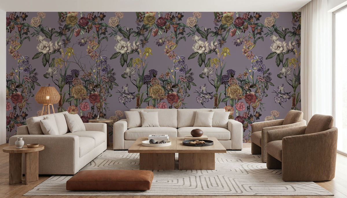 Floral Gaze, Lavender Mural Wallpaper - room preview 04