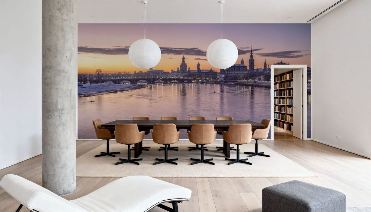 Twilight Bridge Reflection Mural Wallpaper - room preview 04