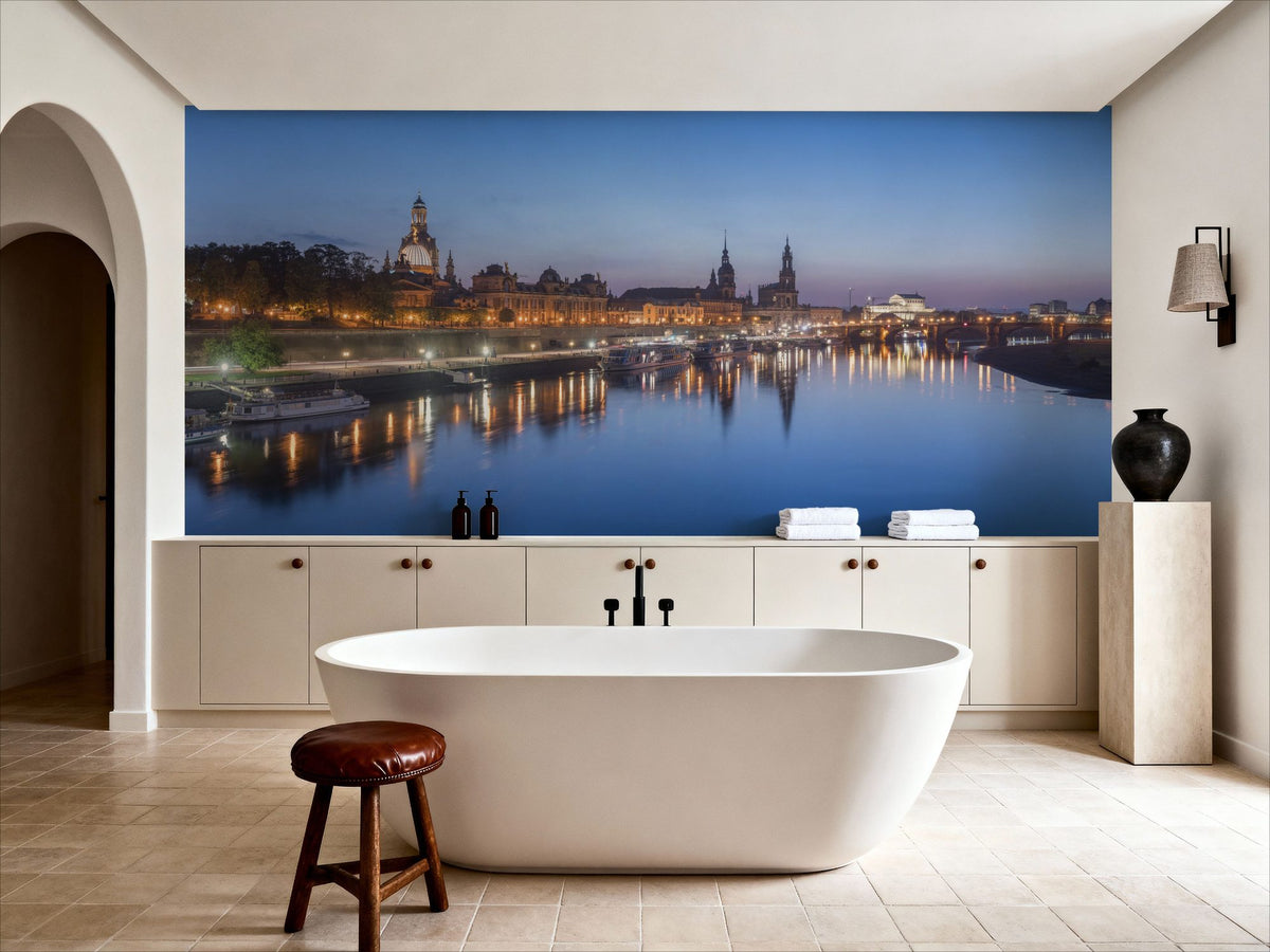 Riverside Twilight Mural Wallpaper - Blue Tone - room preview 04
