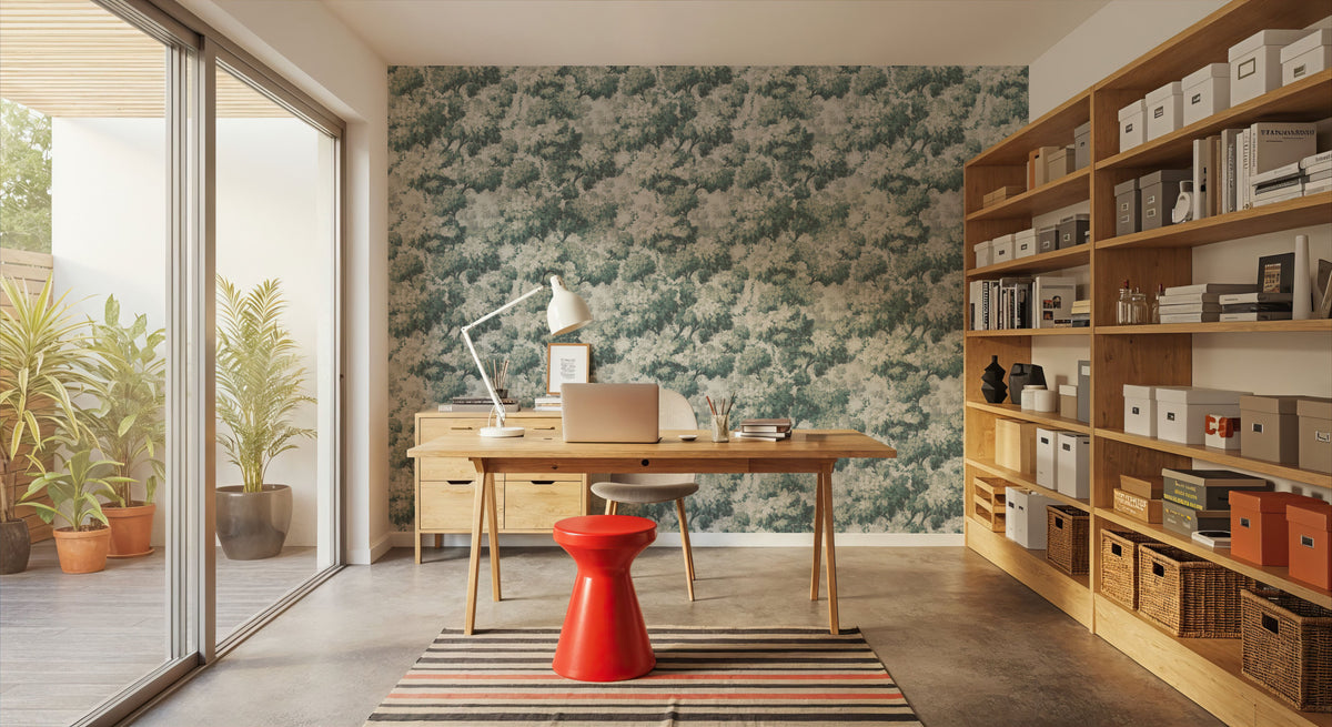 Greenwood Linden, Dusty Green Mural Wallpaper - room preview 04