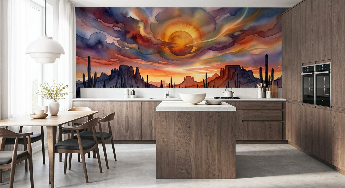 Arizona Landscape - Sunset Landscape Series Mural Wallpaper - Red Tone - room preview 04