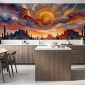 Arizona Landscape - Sunset Landscape Series Mural Wallpaper - Red Tone - room preview 04