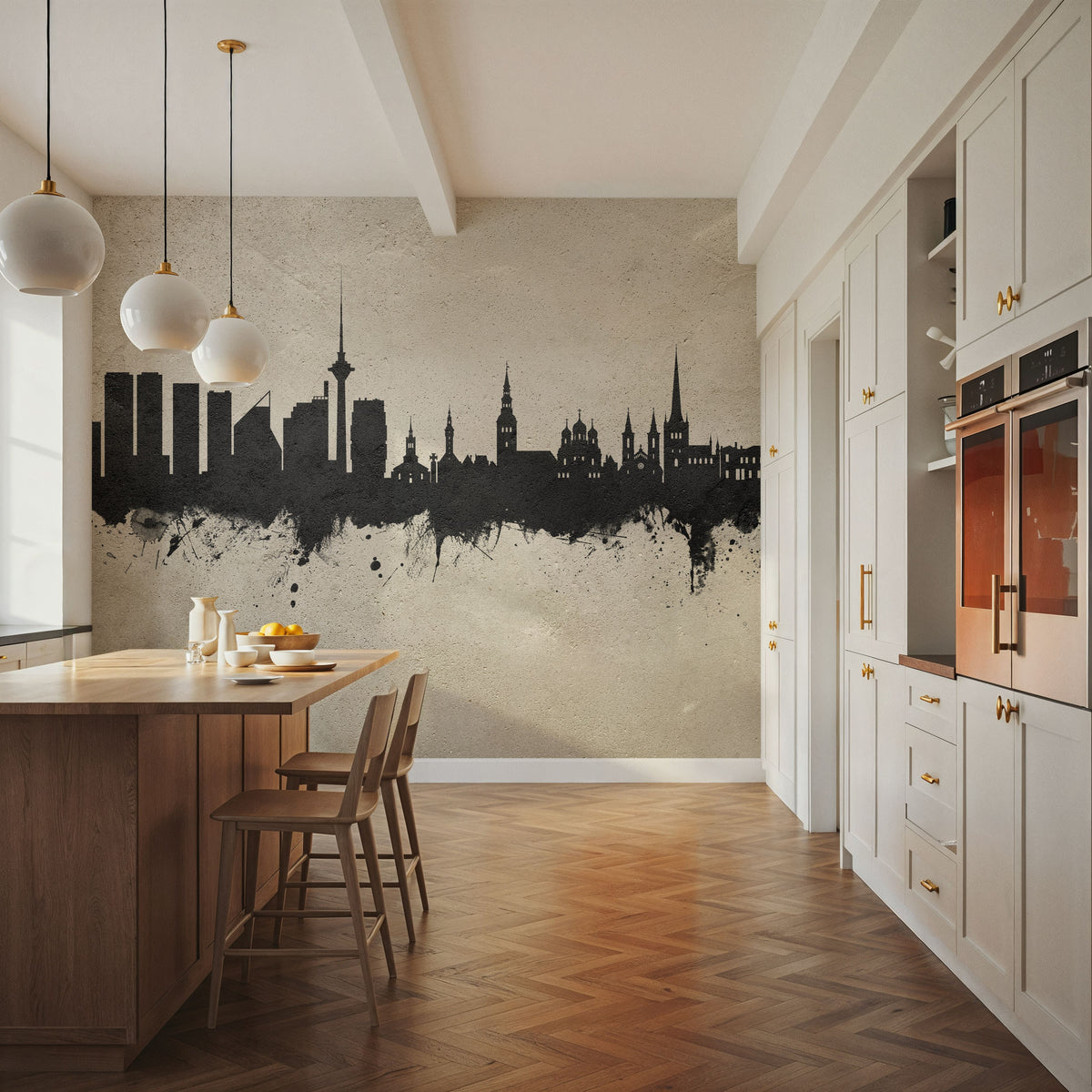 Tallinn Estonia Skyline Concrete Mural Wallpaper - room preview 04