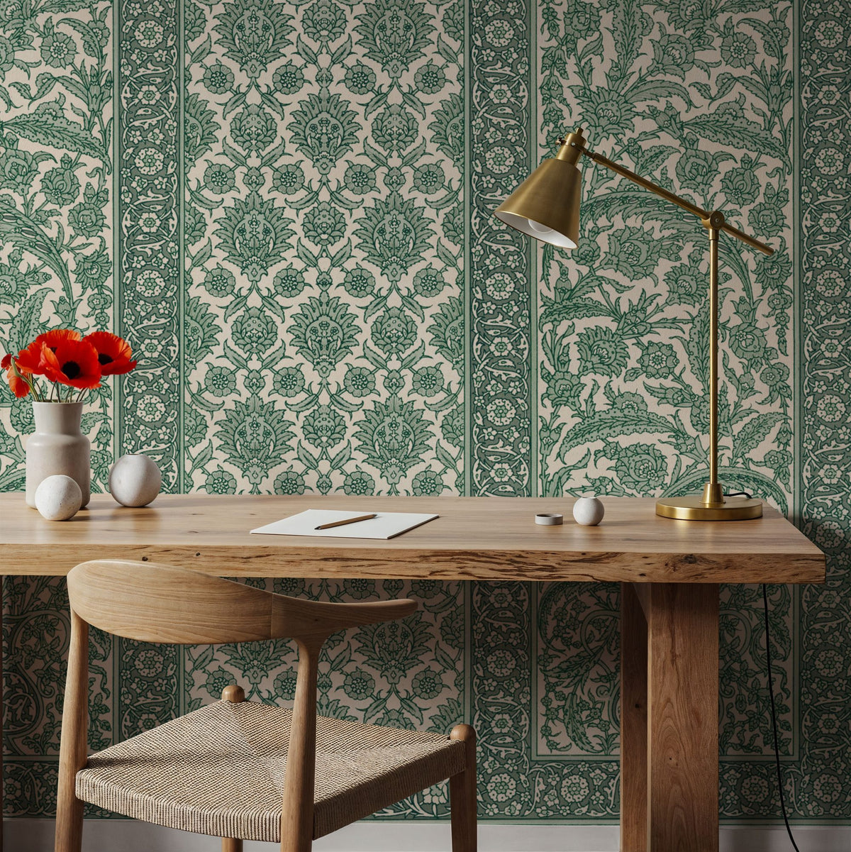 Riad Ornaments, Forest Green Mural Wallpaper - room preview 04