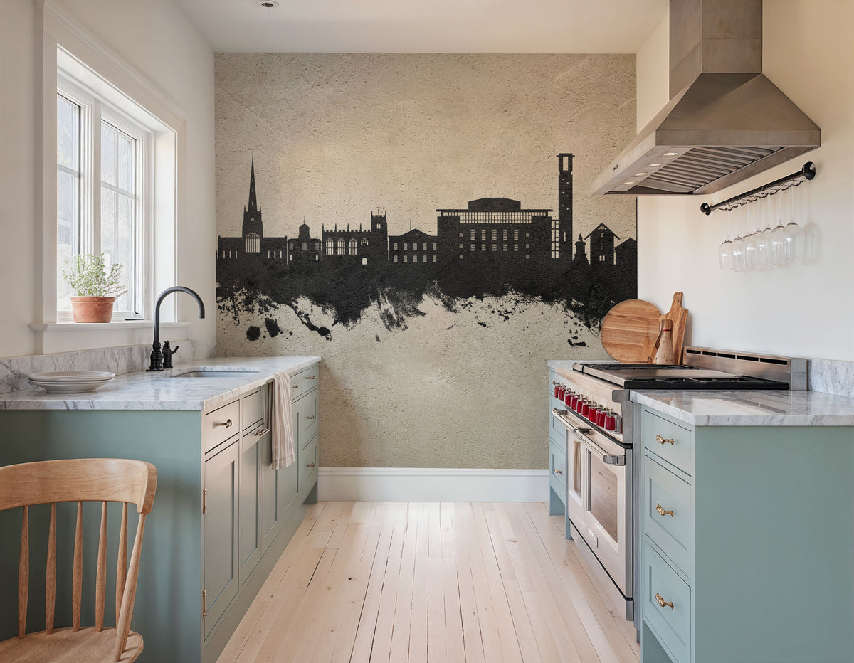 Stratford-upon-Avon England Skyline Concrete Mural Wallpaper - room preview 04