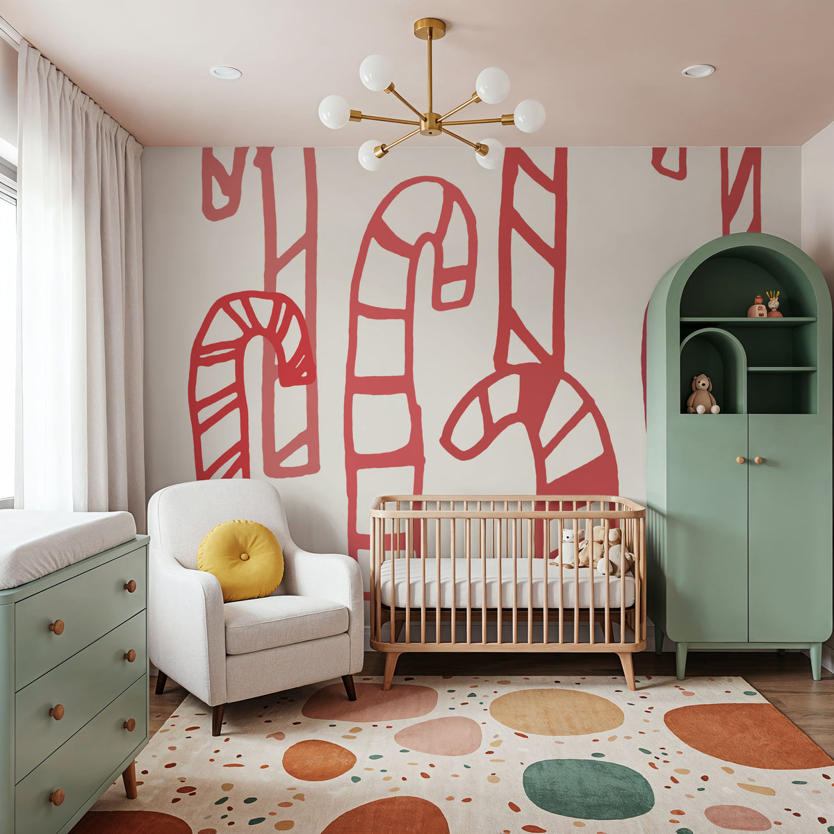 Peppermint Christmas Mural Wallpaper - room preview 04