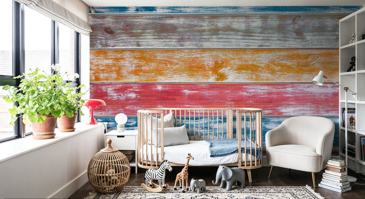 Mexican Wood Washed Mural Wallpaper - room preview 04