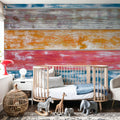 Mexican Wood Washed Mural Wallpaper - room preview 04