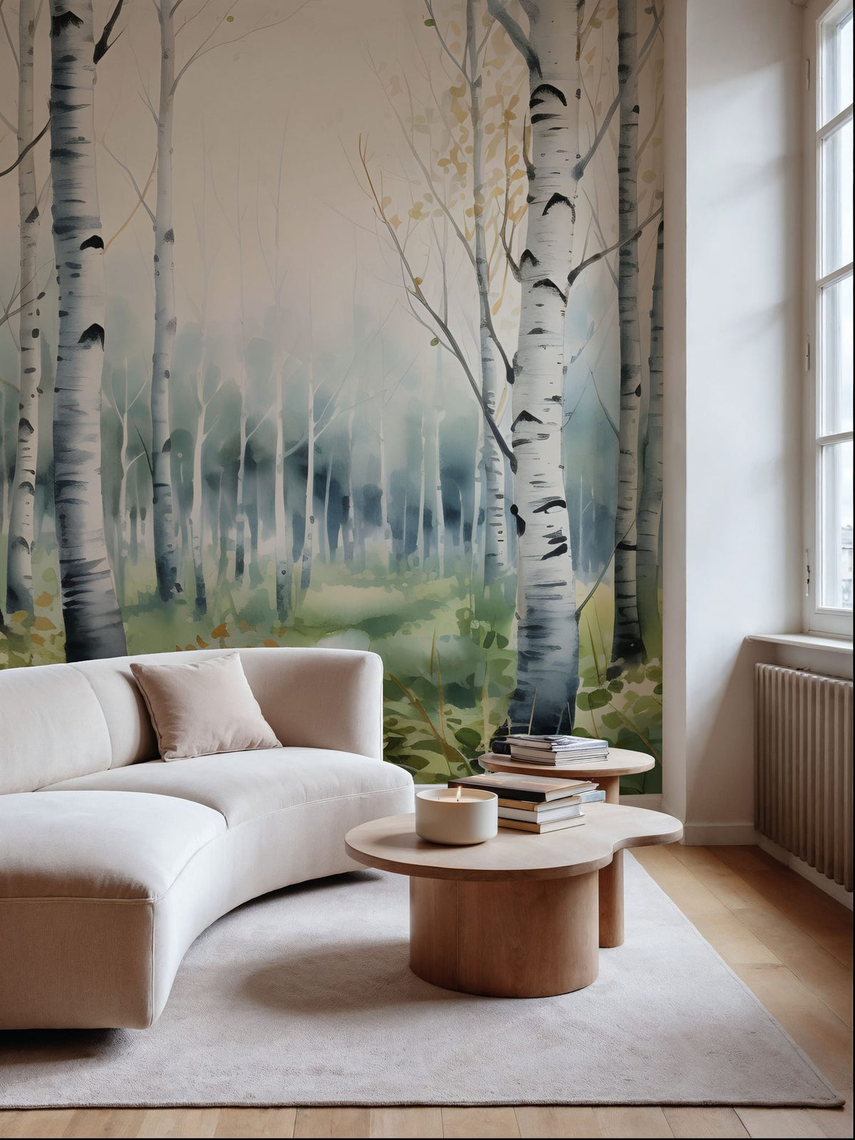 Summer Birch Mural Wallpaper - Neutral Tone - room preview 04