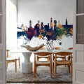 Hamburg Germany Skyline Blue & Bronze Mural Wallpaper - room preview 04