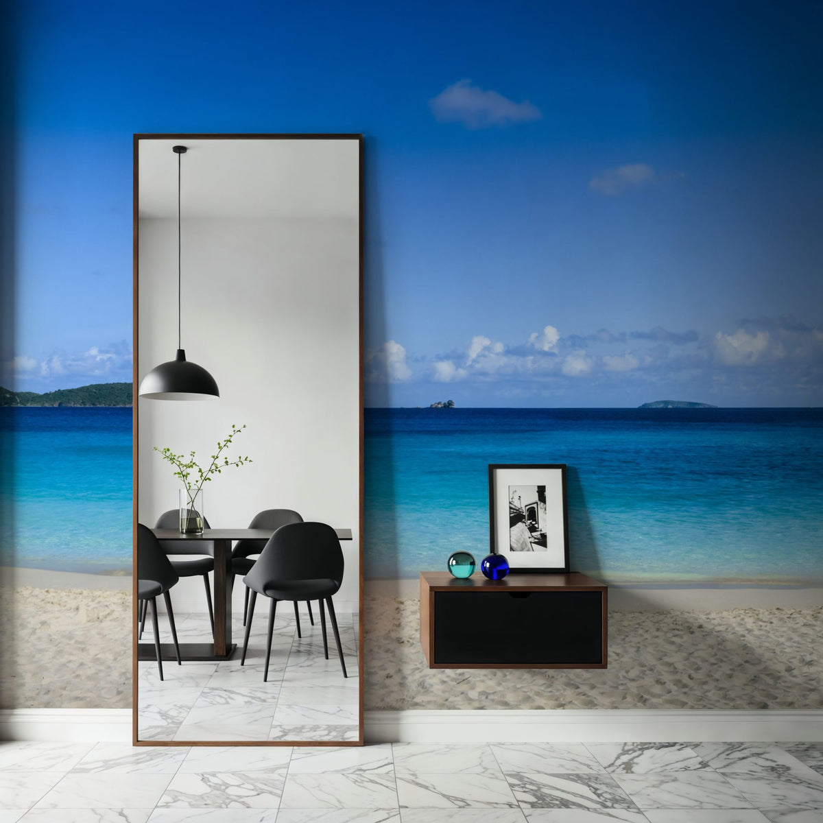 Tranquil Turquoise Shores Mural Wallpaper - Blue Tone - room preview 04