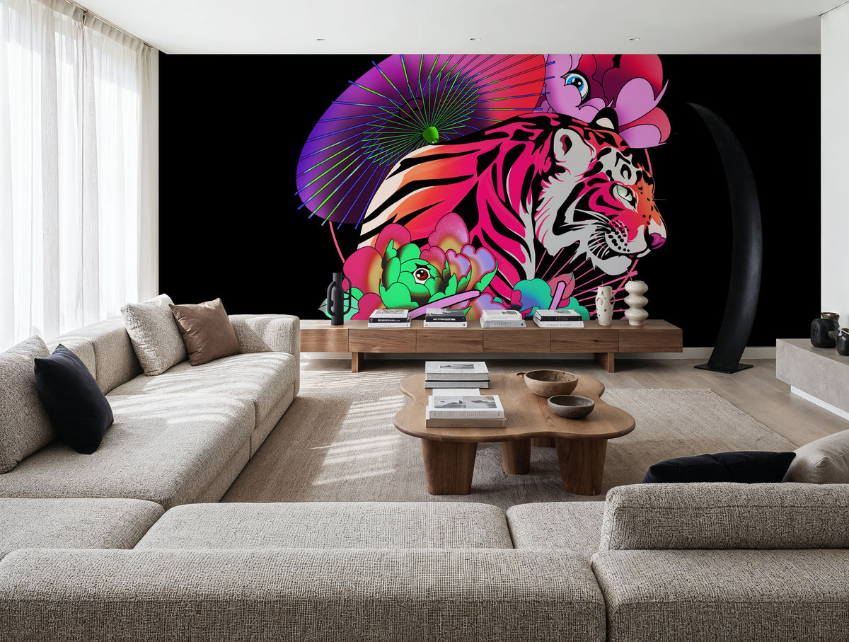 Fearless Tiger Mural Wallpaper - room preview 04