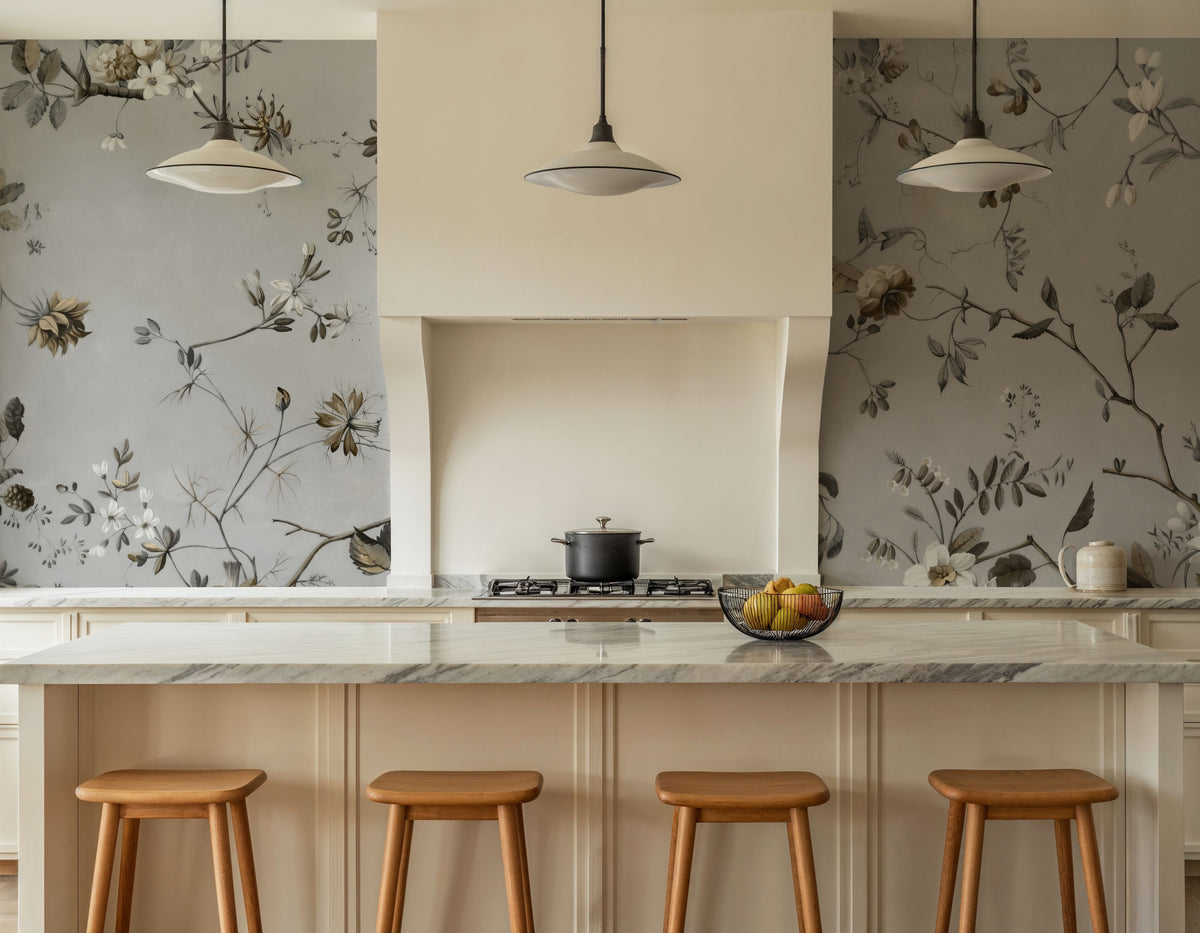 Floral Heaven, Ecru Mural Wallpaper - room preview 04