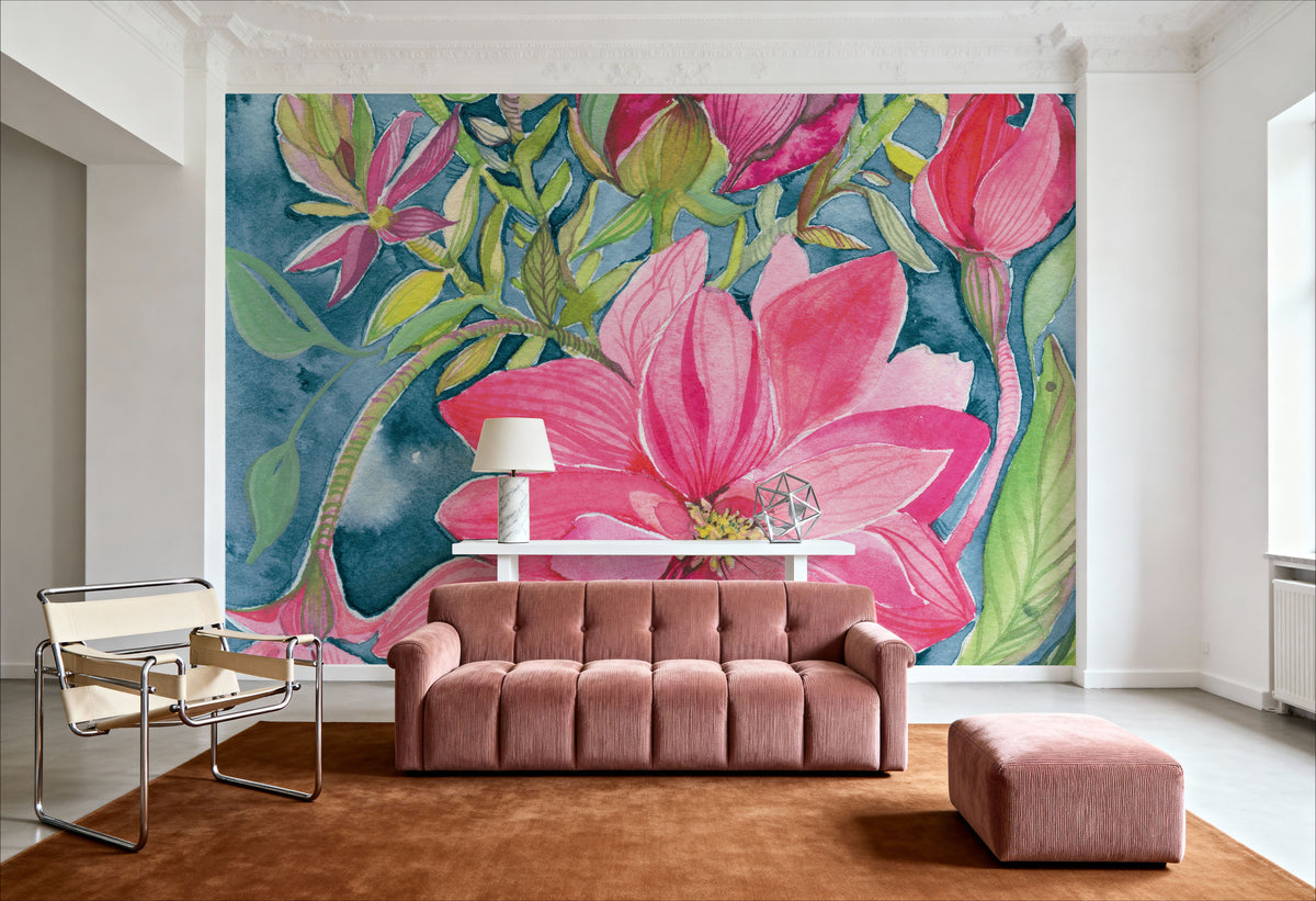 Blooming Free Mural Wallpaper - room preview 04