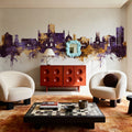 St Albans England Skyline Purple & Gold Mural Wallpaper - room preview 04
