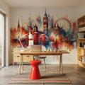 Watercolor London Skyline Mural Wallpaper - room preview 04