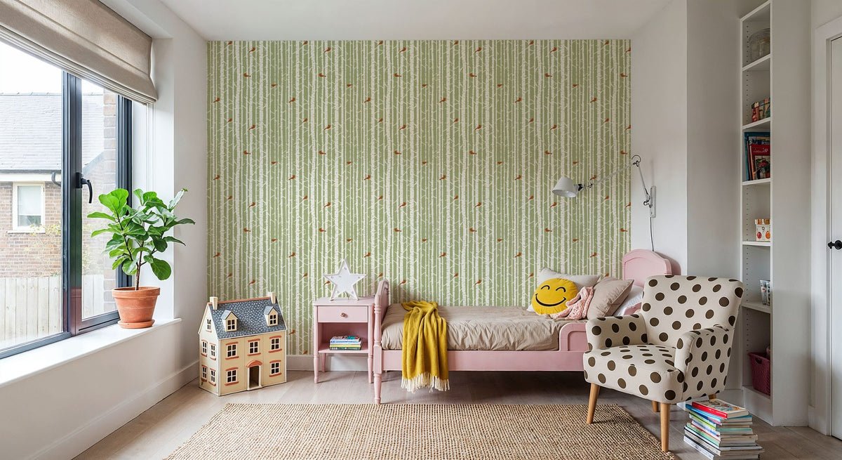 Forest View, Pistachio Mural Wallpaper - room preview 04
