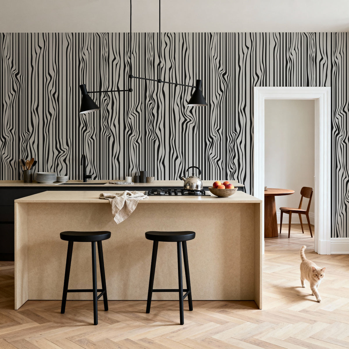 Veneer Lines, Zebra Mural Wallpaper - room preview 04