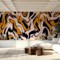 Liquid Yellow Pattern Mural Wallpaper - room preview 04