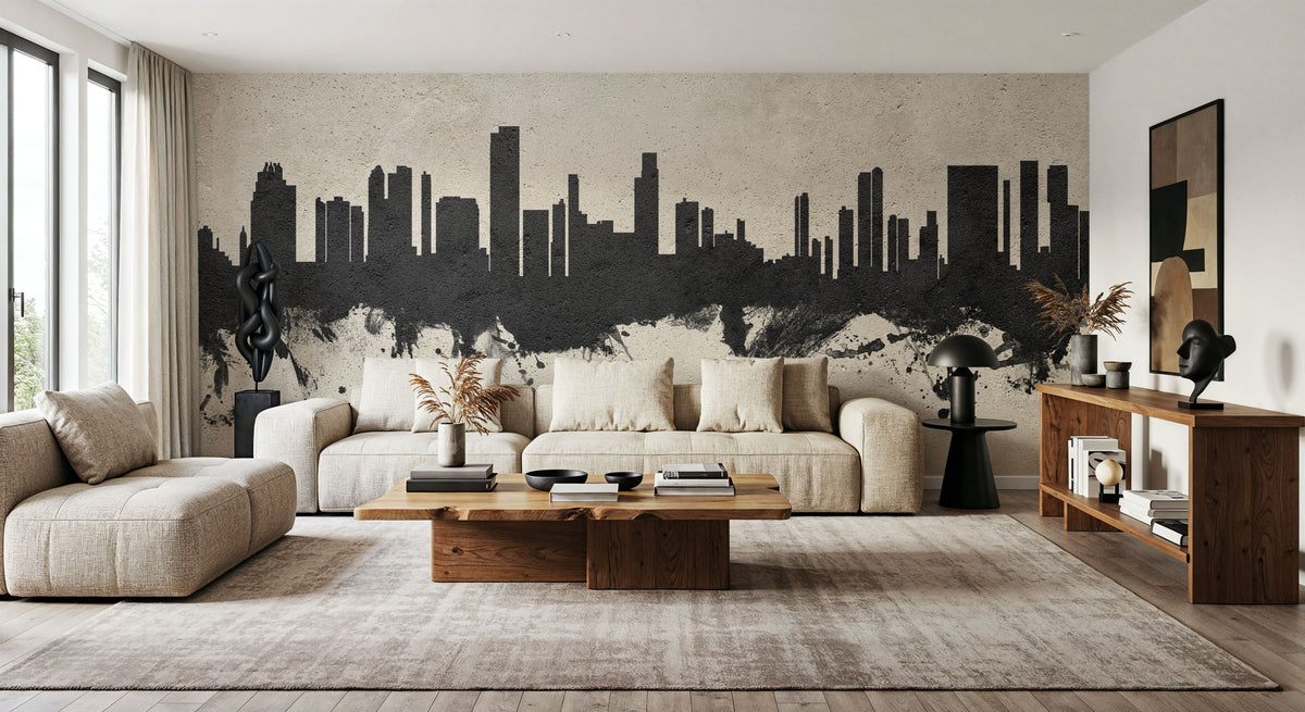 Honolulu Hawaii Skyline Concrete Mural Wallpaper - room preview 04