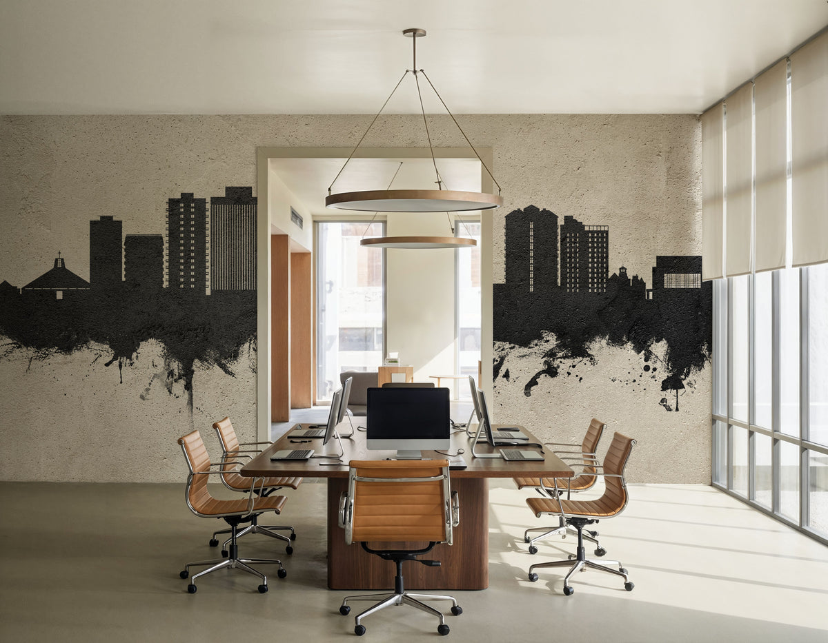 San Mateo California Skyline Concrete Mural Wallpaper - room preview 04