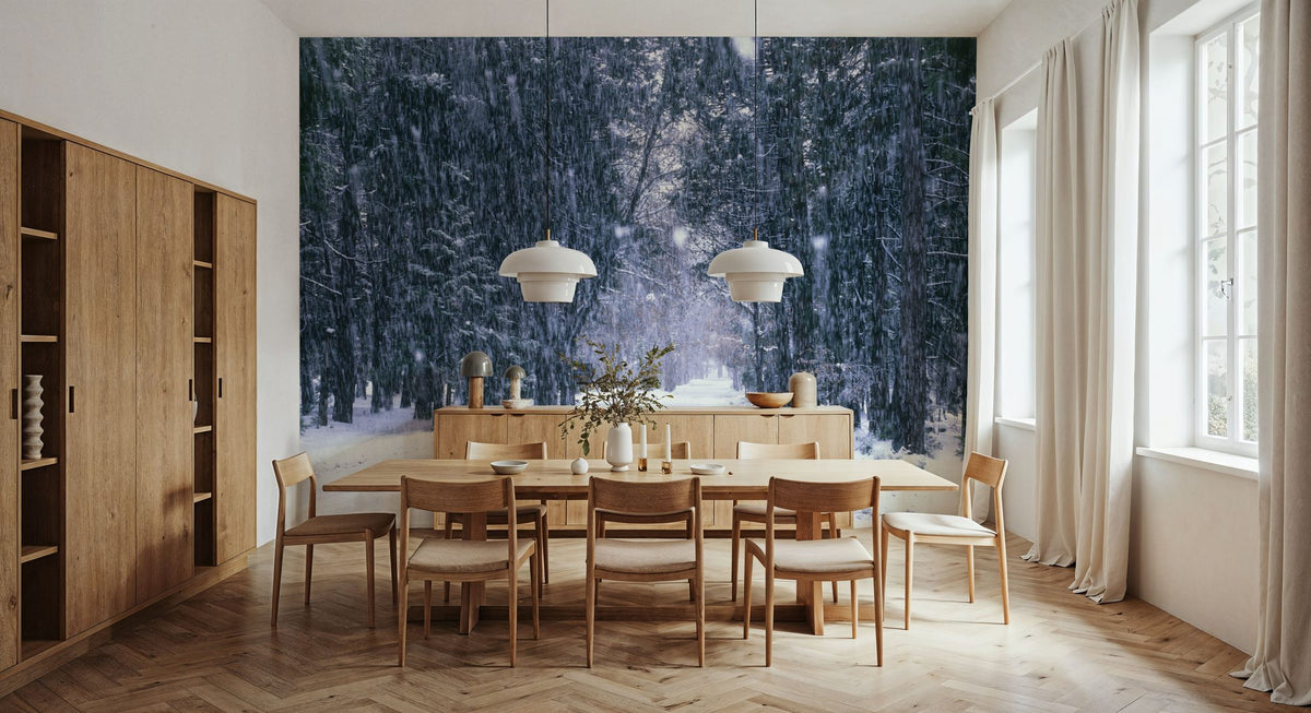 Winter Forest Path Mural Wallpaper - room preview 04