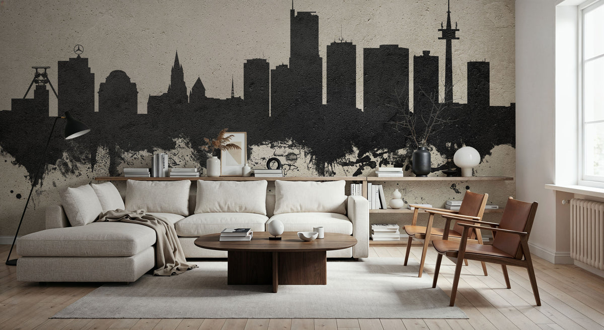 Essen Germany Skyline Concrete Mural Wallpaper - room preview 04