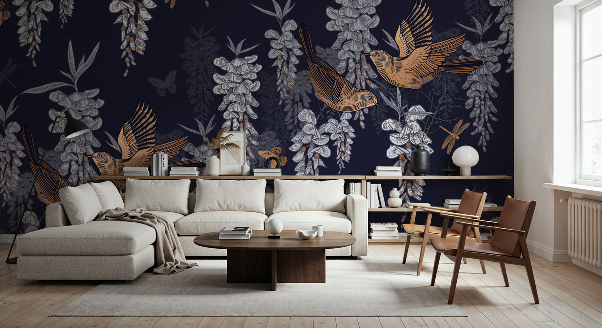 Elegant Birds Mural Wallpaper - room preview 04