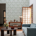 The Palm Lattice, Sage Green Mural Wallpaper - room preview 04