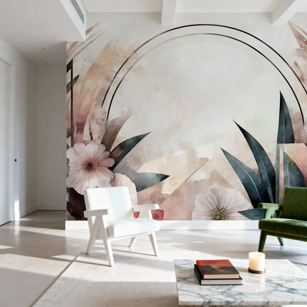 Floral Abstract Mural Wallpaper - room preview 04