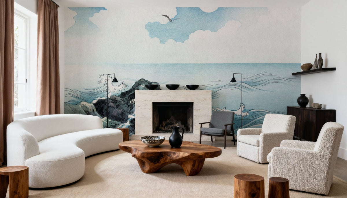 Kojima Island, Japanese Woodcut Mural Wallpaper - room preview 04