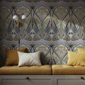 Floral Art Deco Aura, Periwinkle Mural Wallpaper - room preview 04