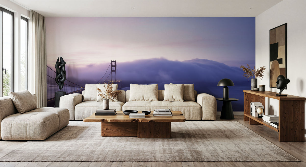 Misty Bridge Dawn Mural Wallpaper - room preview 04