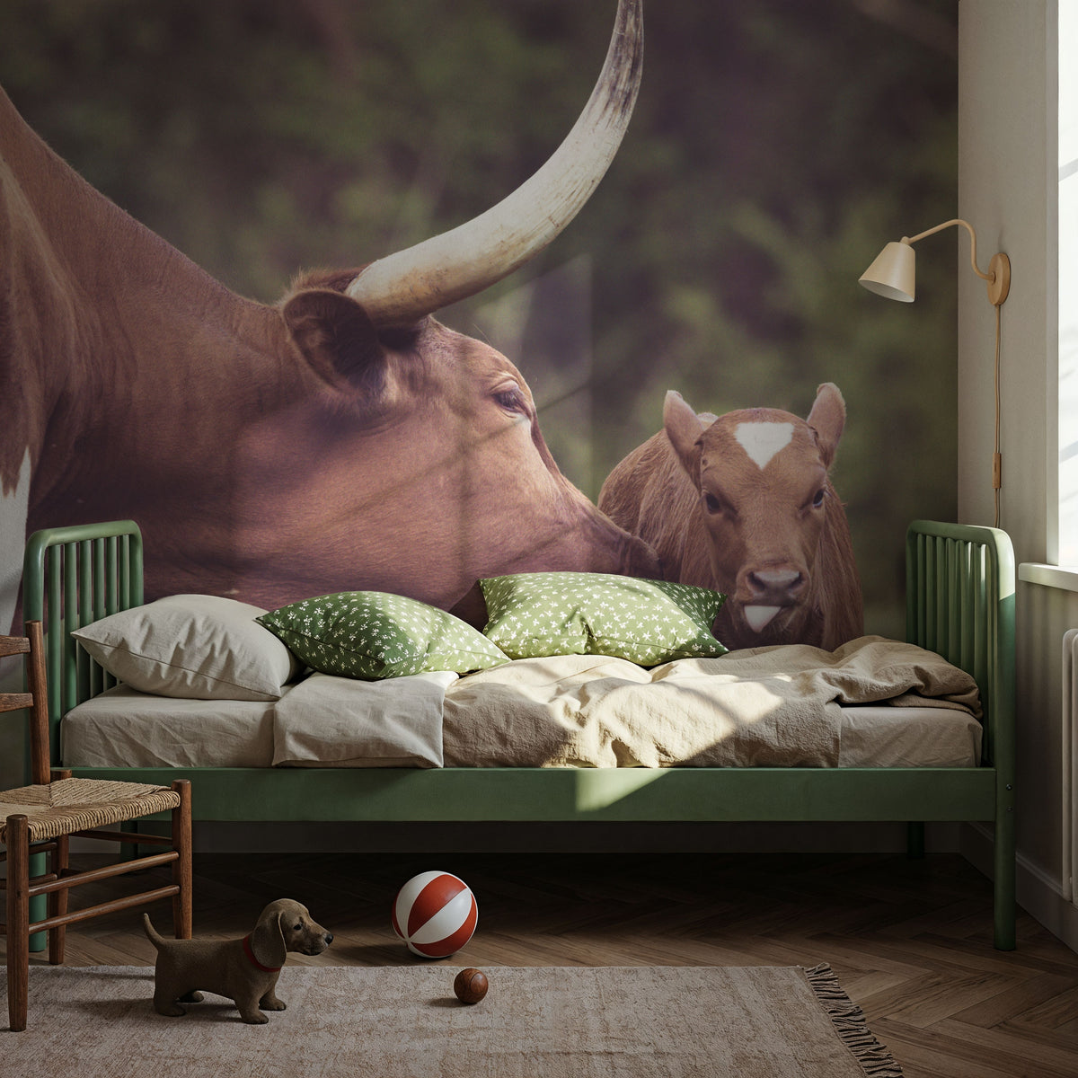 Longhorn Pasture Pair Mural Wallpaper - room preview 04