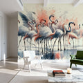 Elegance of Flamingos At Rest Mural Wallpaper - room preview 04